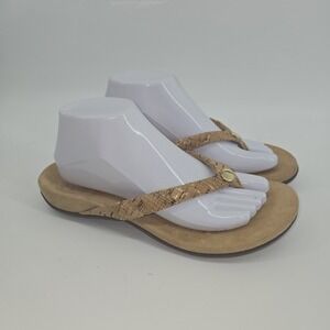 Vionic Rest Mona Sandals Womens Size 9 Shoes Thong Orthotic Comfort Beige